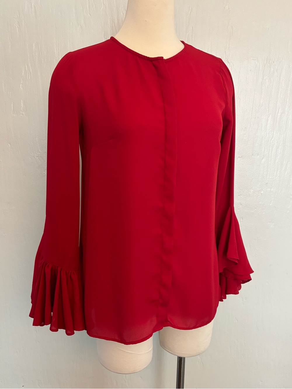 Paz Torras Women's Red Ruffle-Sleeve Blouse from Spain